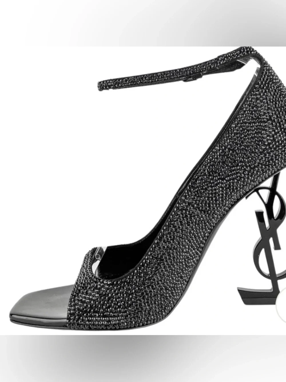 Gently Used SAINT LAURENT OPYUM BLACK CRYSTAL LOGO PUMPS  size 38.5 - Picture 2 of 6